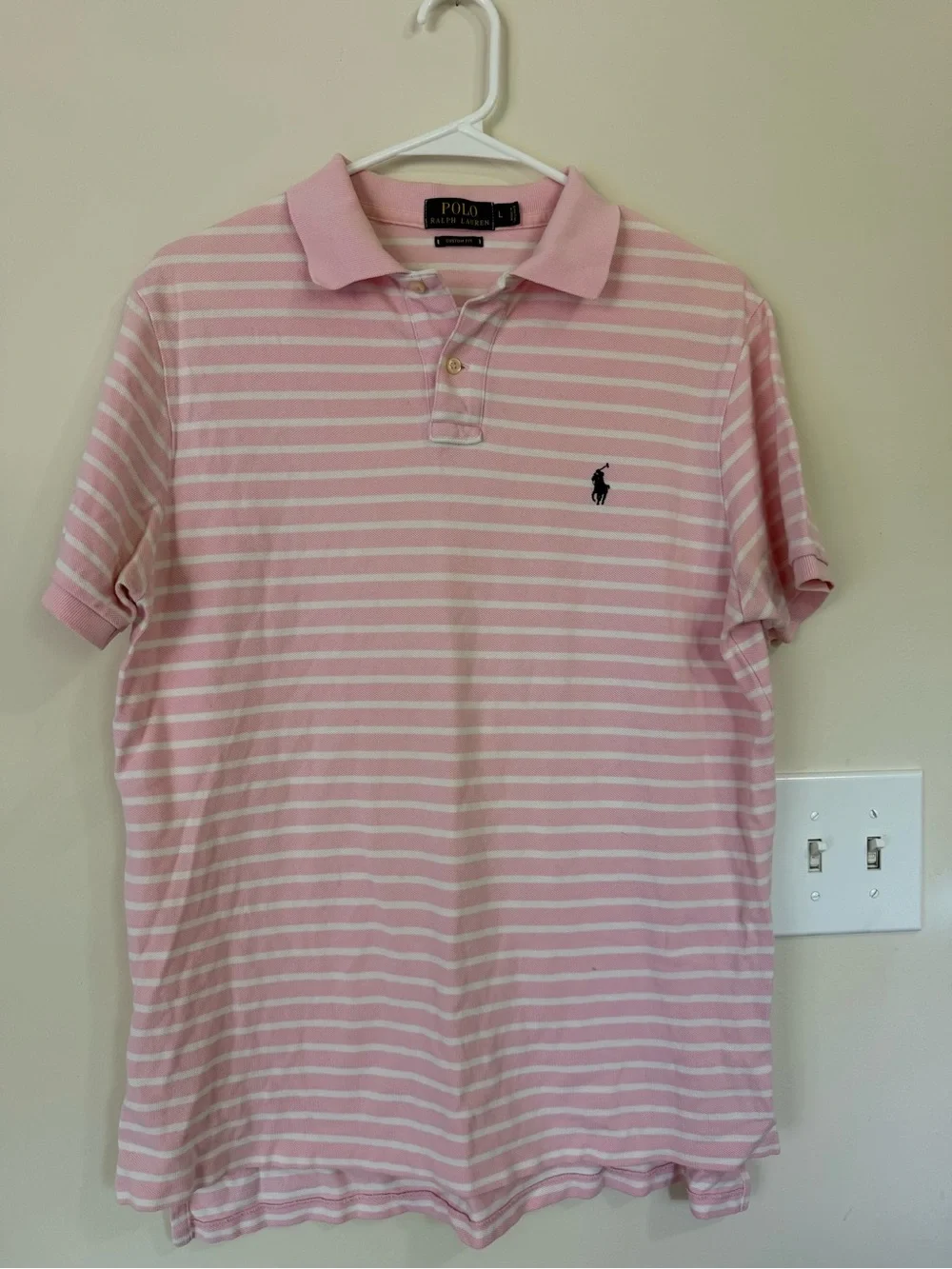 Ralph Lauren Pink and White Striped Polo Shirt